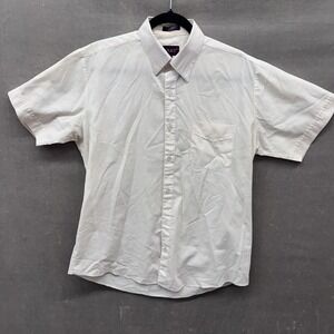 Park Place Shirt Mens 15.5 Large White Short Sleeve Button Up Dress Pocket 90s